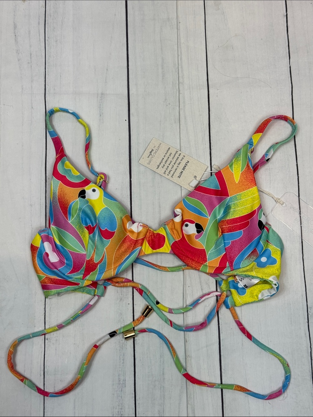 Kenny Flowers Multicolor Parrot Print Bikini Top Caribbean